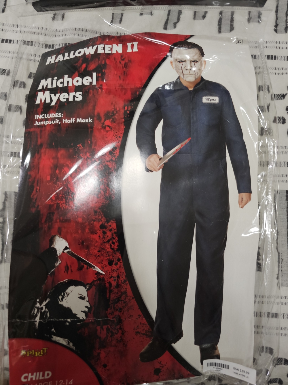 Spirit Halloween II Michael Myers Child Jumpsuit Costume Size Large With Extras